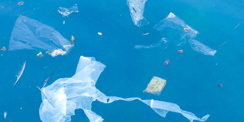 Plastic bag in the ocean plastic pollution floating in the ocea