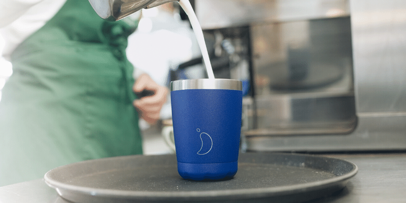 contactless coffee Coffee cup on tray - contactless coffee