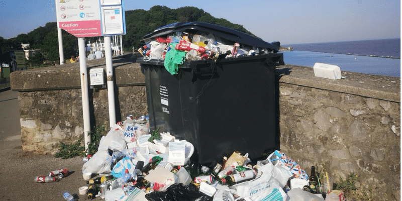 overflowing bin